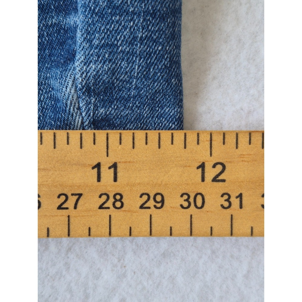 Signature Levi Strauss High Rise Denim Shorts Womens 14 W32 Blue Raw Hem Stretch - Picture 8 of 11